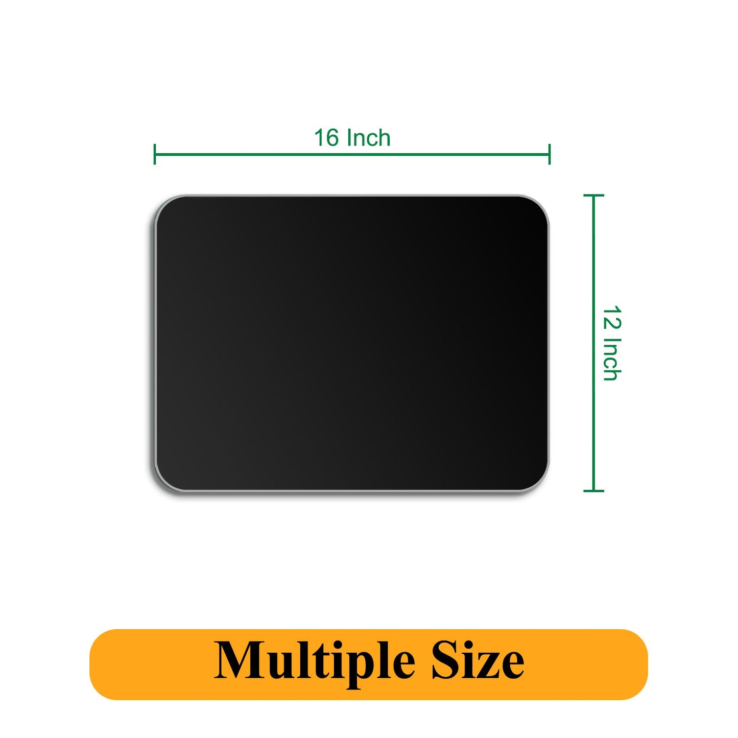 Tempered Glass Cutting Board for Kitchen, 12 x 16 Inch Cutting Board with Non-Slip Feet for Countertop, Dishwasher Safe, Rounded Corner Board, Shatter, Heat & Scratch Resistant-Black