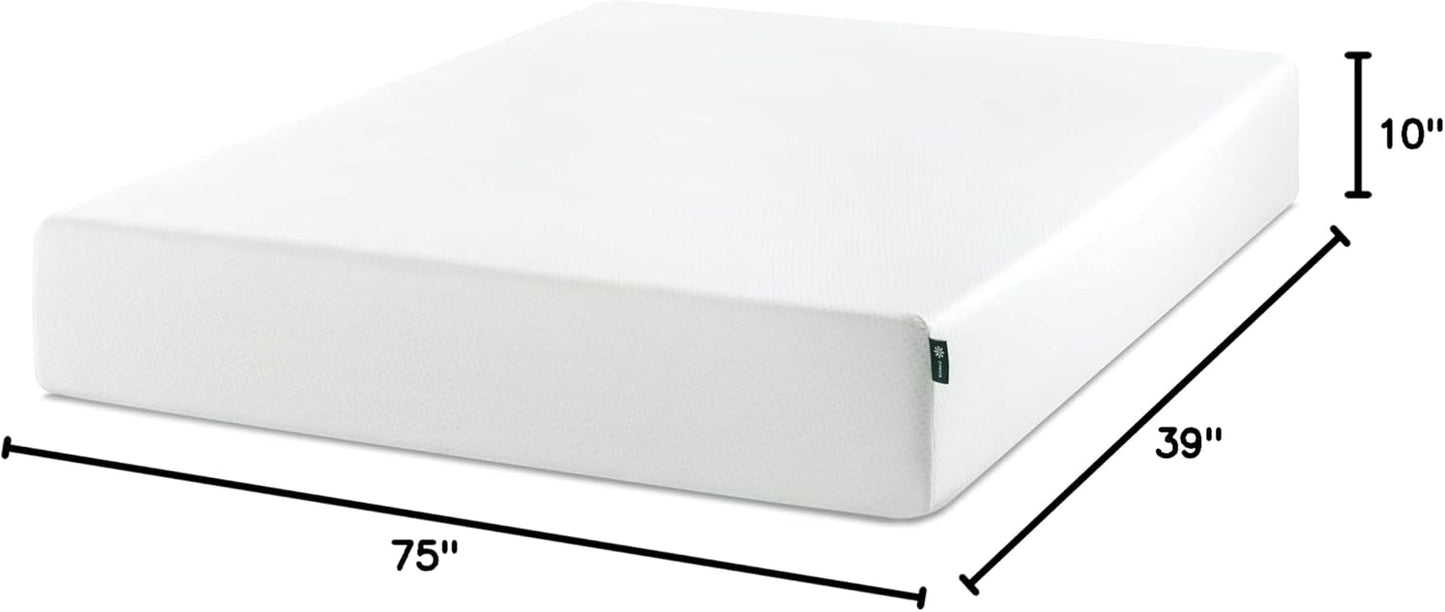Zinus 10 Inch Twin Green Tea Memory Foam Mattress - Medium Firm, Fiberglass Free, Zoned Pressure Relief