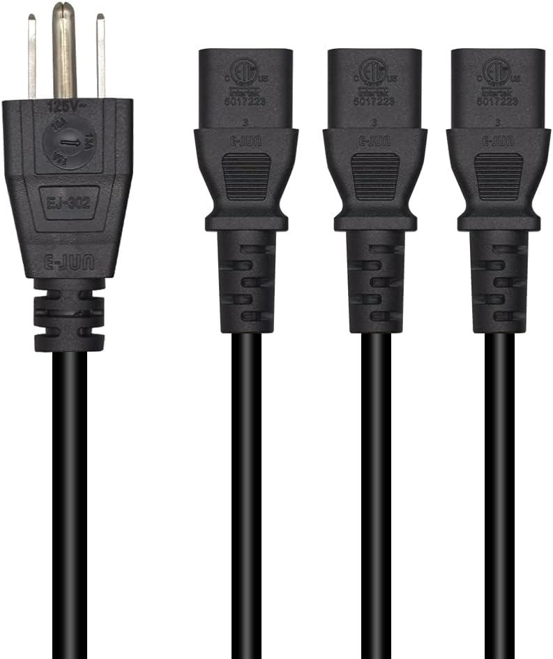 Toptekits 5-15P 3X C13 C13 3 (6ft/2m, 5-15P 3XC13) Computer Power Splitter Cord, NEMA to - Y-Cable, Power Cord Y