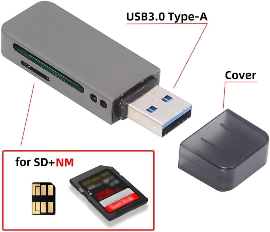 xiwai 3.0 USB to Nano Memory NM Card & SD Card Reader with Dual Port Writer for Camera & Laptop & Tablet & Mate Serial
