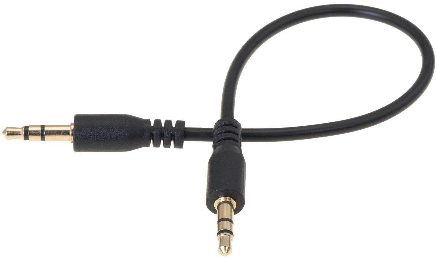 0.6ft 3,5mm valonic Short Audio Cable - - - AUX Cord for car, TV or Phone - Male to Male - Black