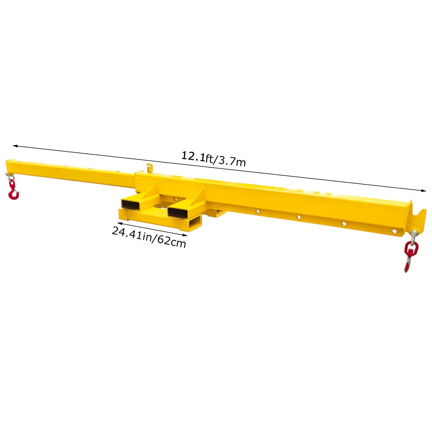 TECHTONGDA Dual-Direction Forklift Jib Crane - 4400 Lbs Telescoping Boom Works in Transverse & Longitudinal, Adjustable Mobile Crane Lifting Hoist Jib Boom with 2 Hooks, Forklift Attachment