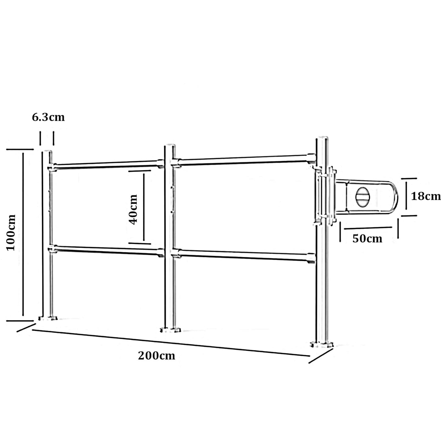 MSHOSAC Supermarket Cashier Counter Safety Gate - One-Way Metal Entrance with Automatic Closing Swing - Spring-Loaded Design for Warehouse & Mall Use (Black, 200x100cm)