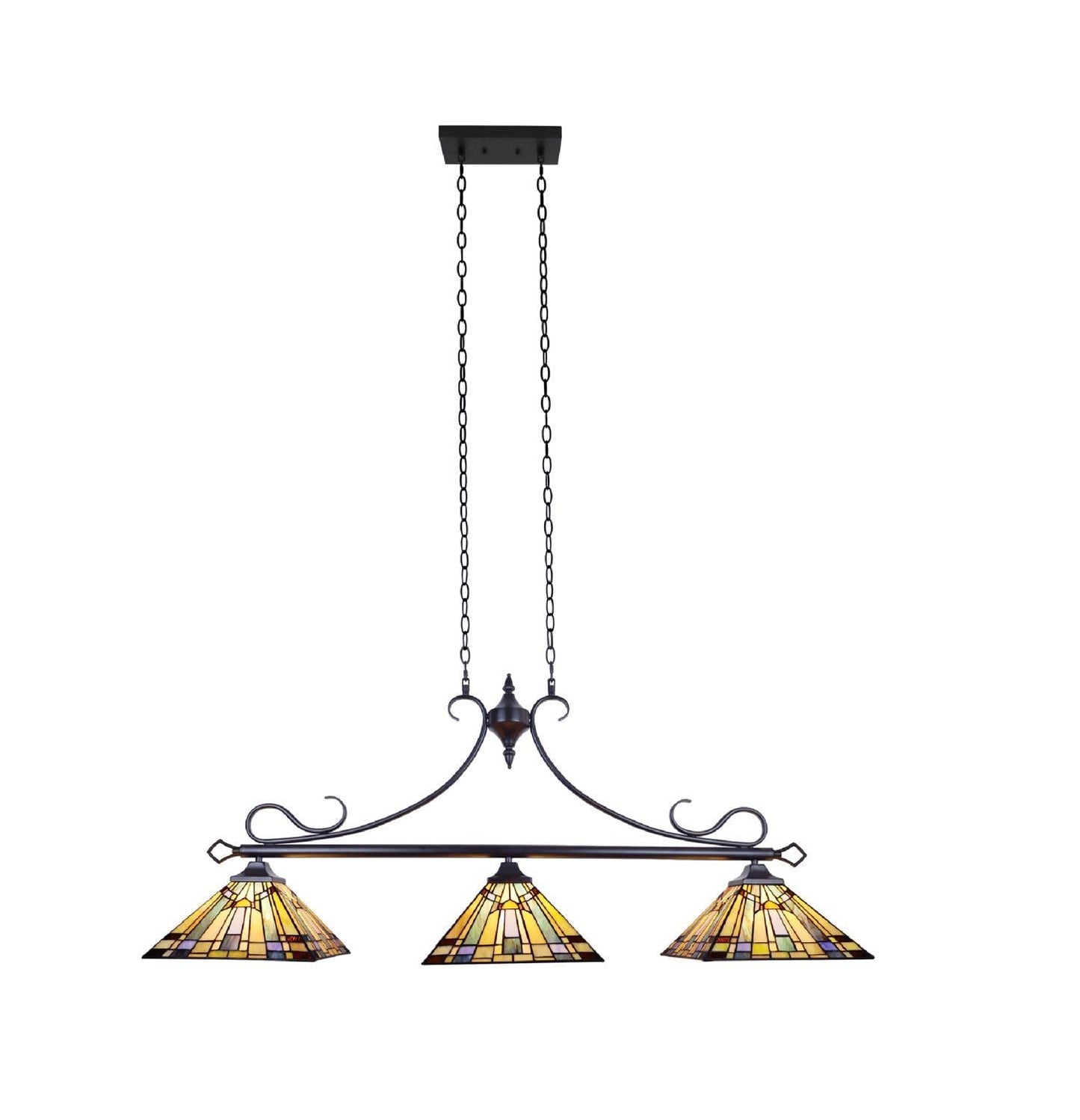 Chloe Lighting Kinsey Tiffany-Style Island Pendant 3 Light 47in Wide Multicolor Glass CH33293MS47-IL3