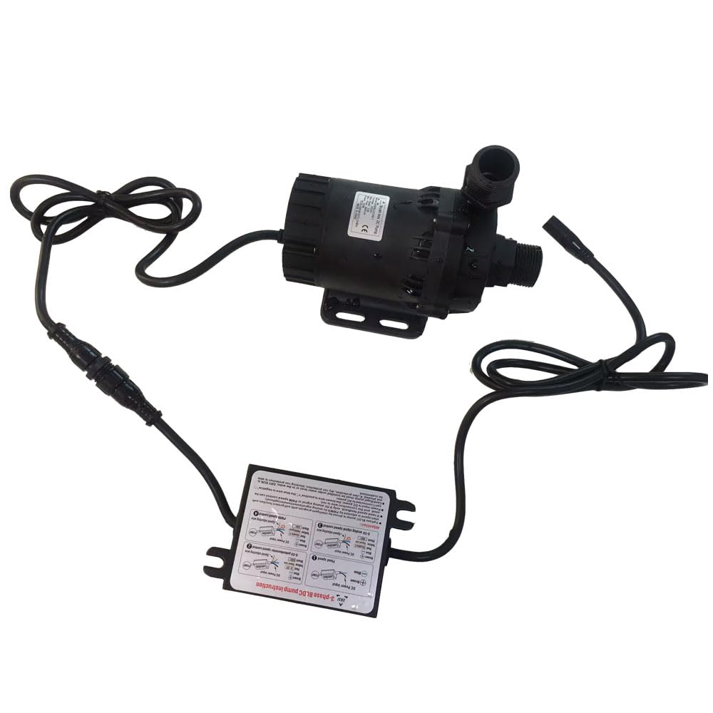 SHYSKY Heavy Duty Low Noise 24V 120W Micro Brushless DC Water Pump DC60G-24120S-1 39ft 1003GPH, DRY RUN Protection, For Cooling Circulation Pressure Sys