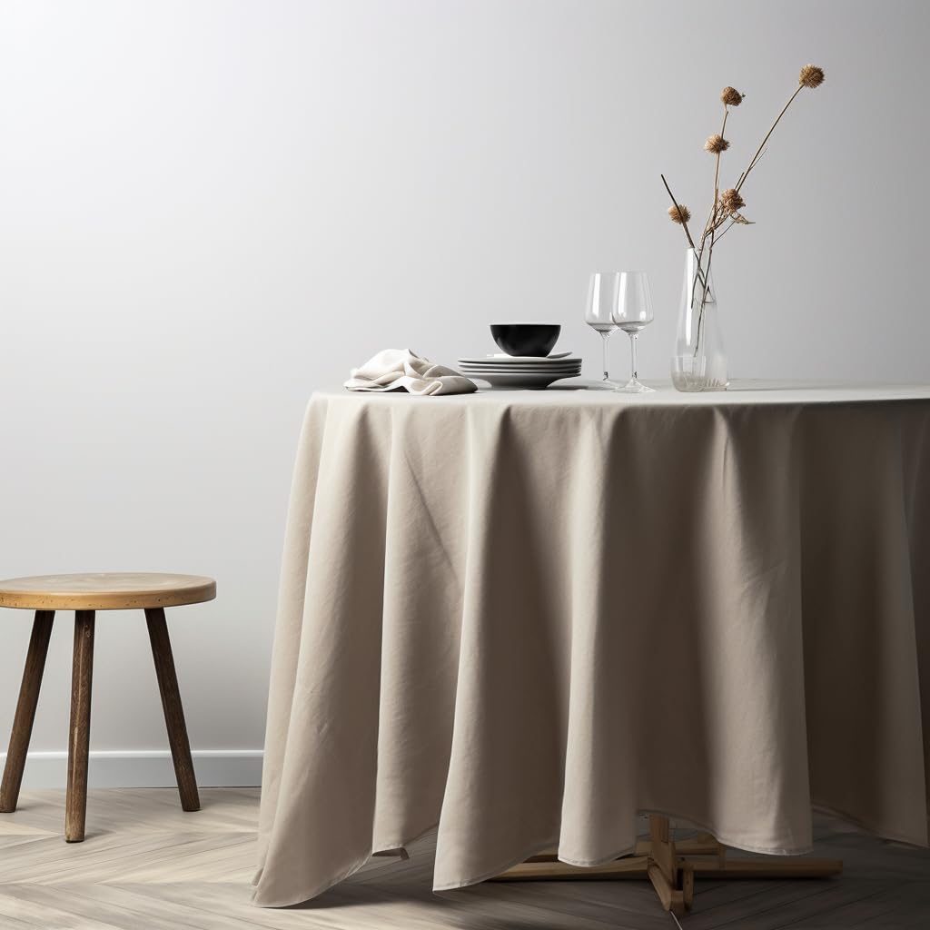 EVERLY 100% Pure Linen Round Tablecloths 80Inch Round Machine Washable Tablecloth for Thanksgiving,Decorative Halloween,Buffet Parties,Picnic,Events,Weddings and Restaurants-Natural Linen
