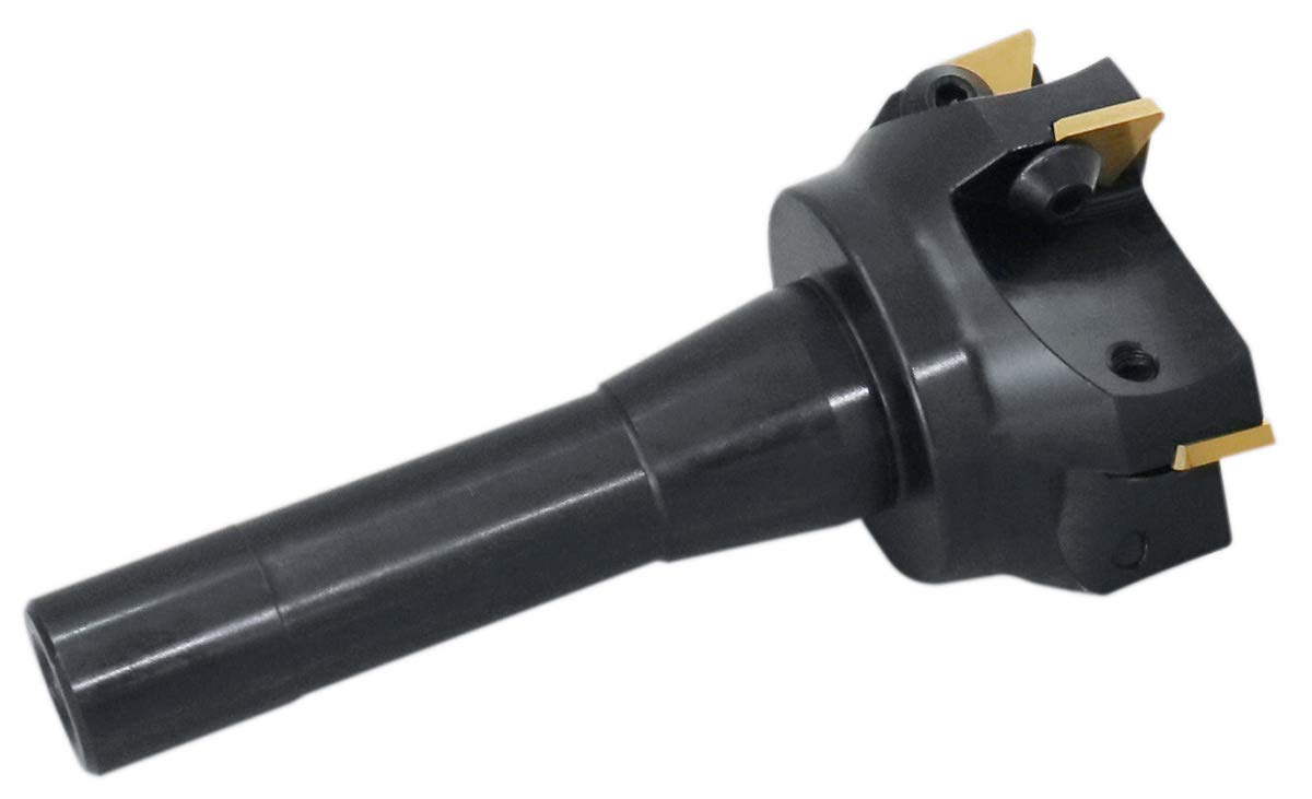 Accusize Industrial Tools 3'' Carbide Indexable End Mill, R8 Shank, 5 Flute, with Tpg322 Inserts, 0046-0917