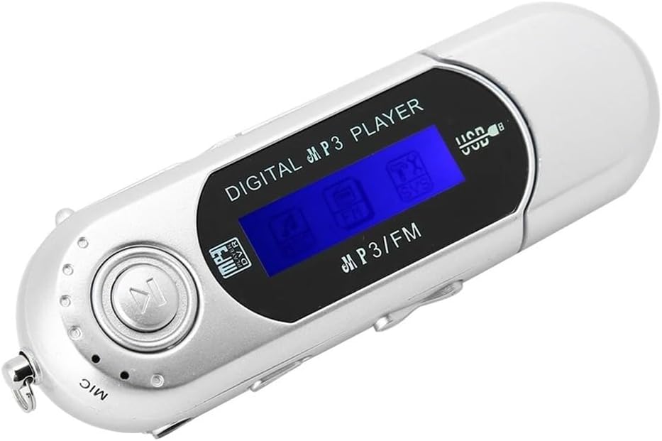 UCCKEYI 1PC 2.0 MP3 32GB 20 USB Digital Music Player Portable LCD Screen Support TF Card and FM Radio,Use Hours,Silver