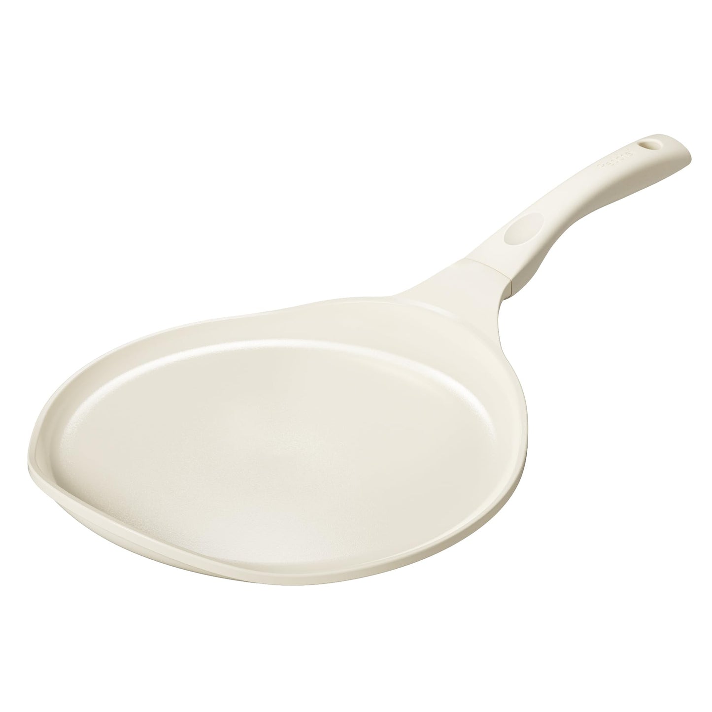 Redchef Nonstick Crepe Pan 12 Inch with Ceramic Coating, Non Stick Flat Skillet, Professional Pancake Griddle Pan, Induction Compatible, PFAS/PFOA/PTFE Free, Stay-Cool Handle (Beige White)