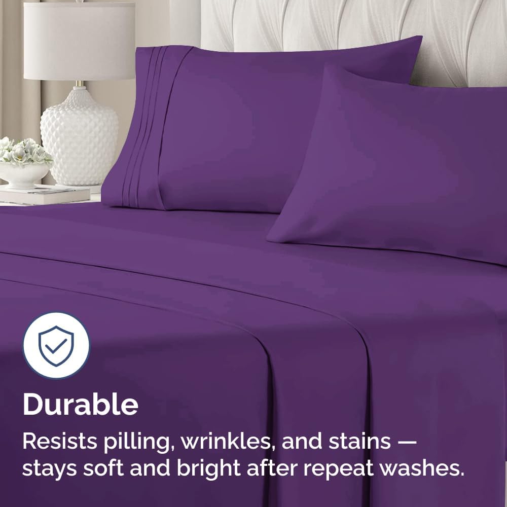 Queen Pillow Cases by [Brand Name] - Ultra Soft Hotel Quality, Wrinkle-Free & Fade Resistant - 4 Piece Set in Purple