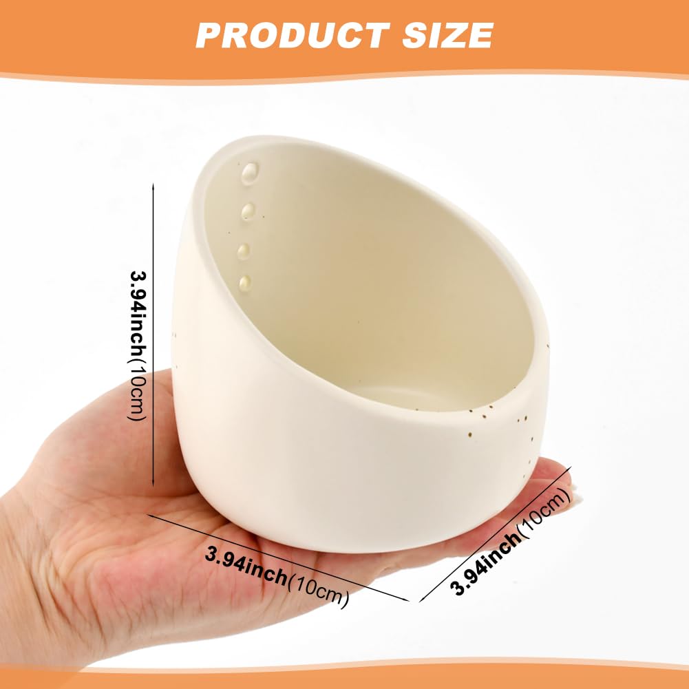 Herb Stripper Bowl, Handmade Ceramic Herb Stripper, Pottery Kitchen Efficient Leaf Removal Tool Available in Different Hole Sizes for Peeling the Stemmed Leaves(Color:White)