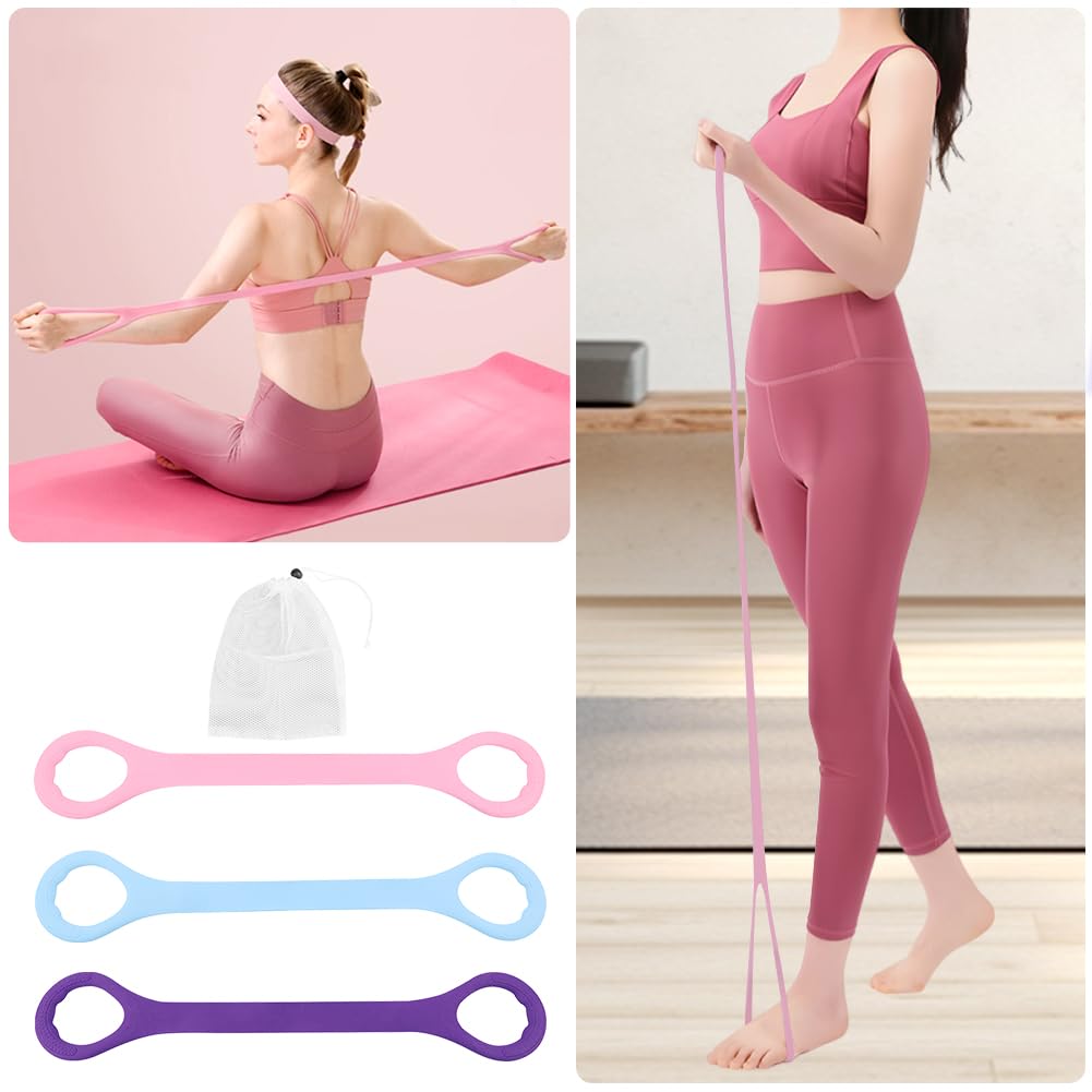 Figure 8 Fitness Resistance Band, 3pcs Arm Back Shoulder Exercise Bands Training Elastic Ropes for Working Out, Exercise Equipment for Physical Therapy,Yoga,Pilates, Stretching