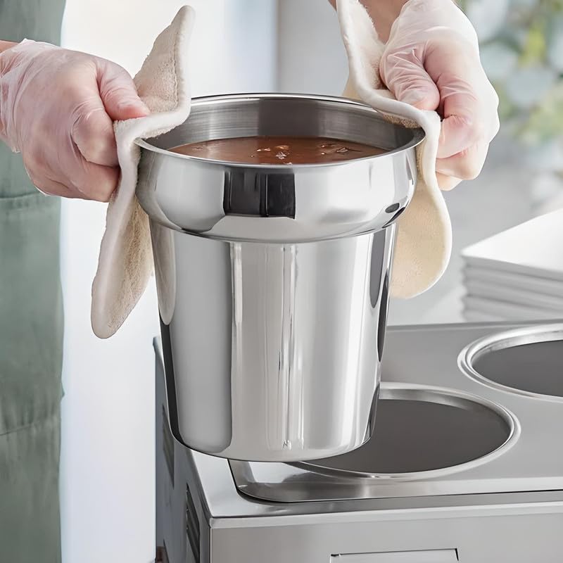 OCS Parts Pro Series 6-Pack 4 Quart Vegetable Inset Pots | 7.81" x 7.5" Stainless Steel Pot for Sauces, Soups, Stovetop, Soup Warmers, Steam Tables or Kitchen Utensil Organization