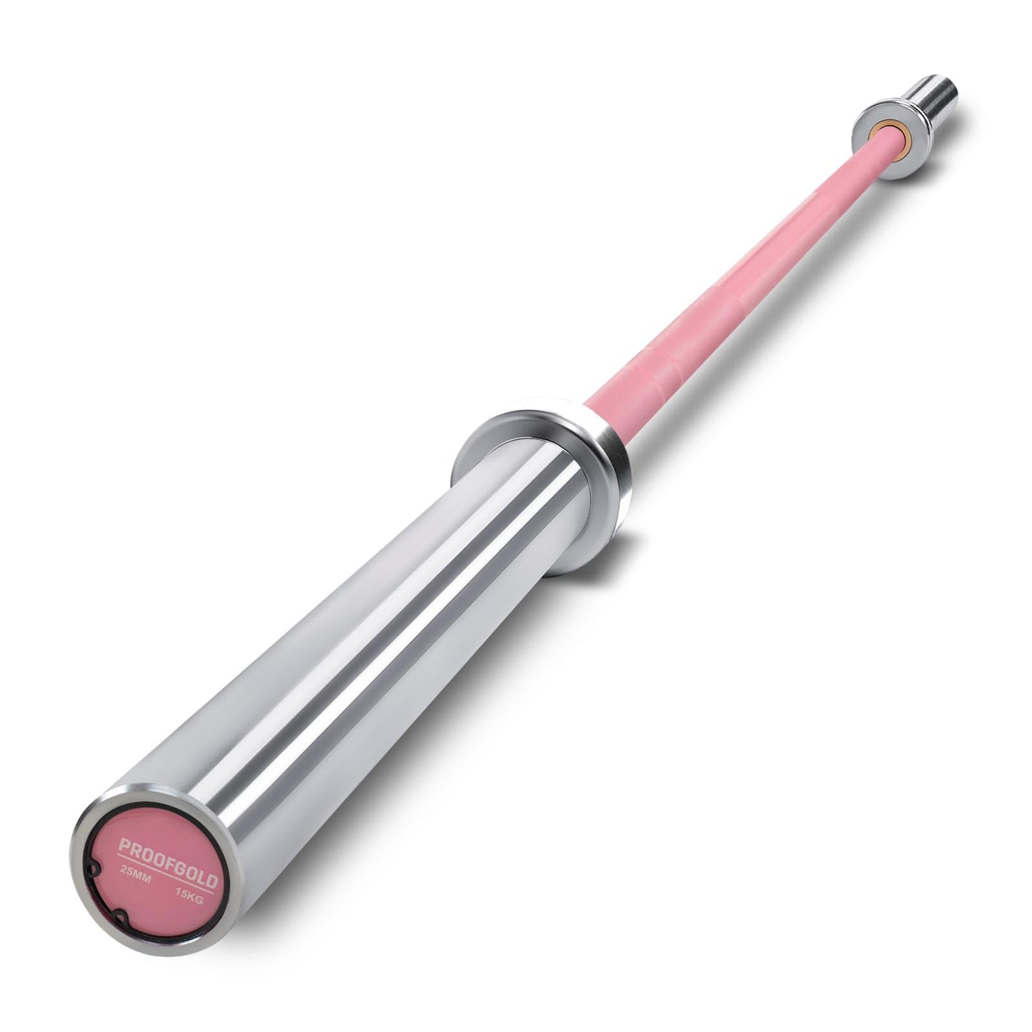 PROOFGOLD 6.6ft Olympic Barbell Bar,35Lb(15kg) Womens Barbell,Bench Press Bar for Squats and Deadlifts,2 Inch Olympic Weight Bar for Home Gym,500LB,Silver&Pink