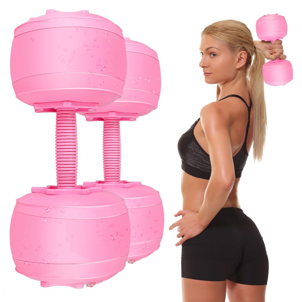 Water Filled Dumbbells Set for Women, Travel Weights Adjustable Water Dumbbells Up to 3~12 Lbs(1 pair) for Yoga Training Exercise Fitness