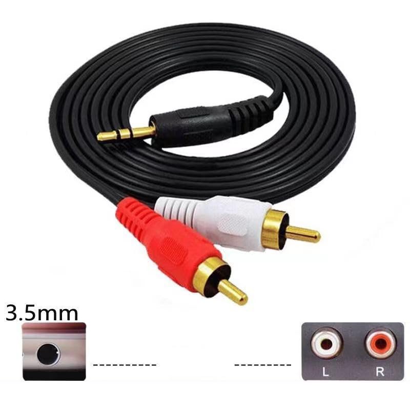 ThtRht 2 Pack 1/8'' 3.5mm 2 Mp3 1.5 Audio Cable TRS Male to RCA Male Stereo Sound Cord for Computer Phone Port