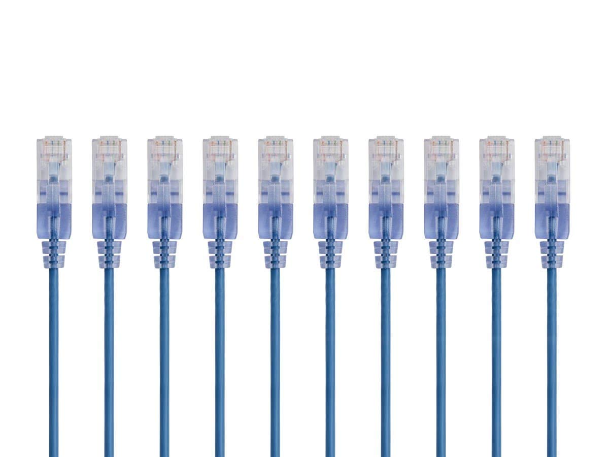 Cat6A 10-Pack, RJ45, 550Mhz, 10G, 30AWG, 0.5 Monoprice Ethernet Patch Cable - Snagless UTP, Pure Bare Copper Wire