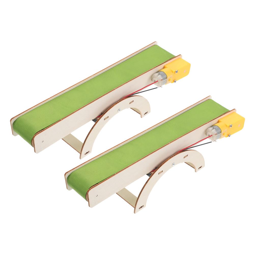 Garneck 2pcs DIY Electric Conveyor Belt Assembly Kit Stem Building Model for Preschool Learning Hands