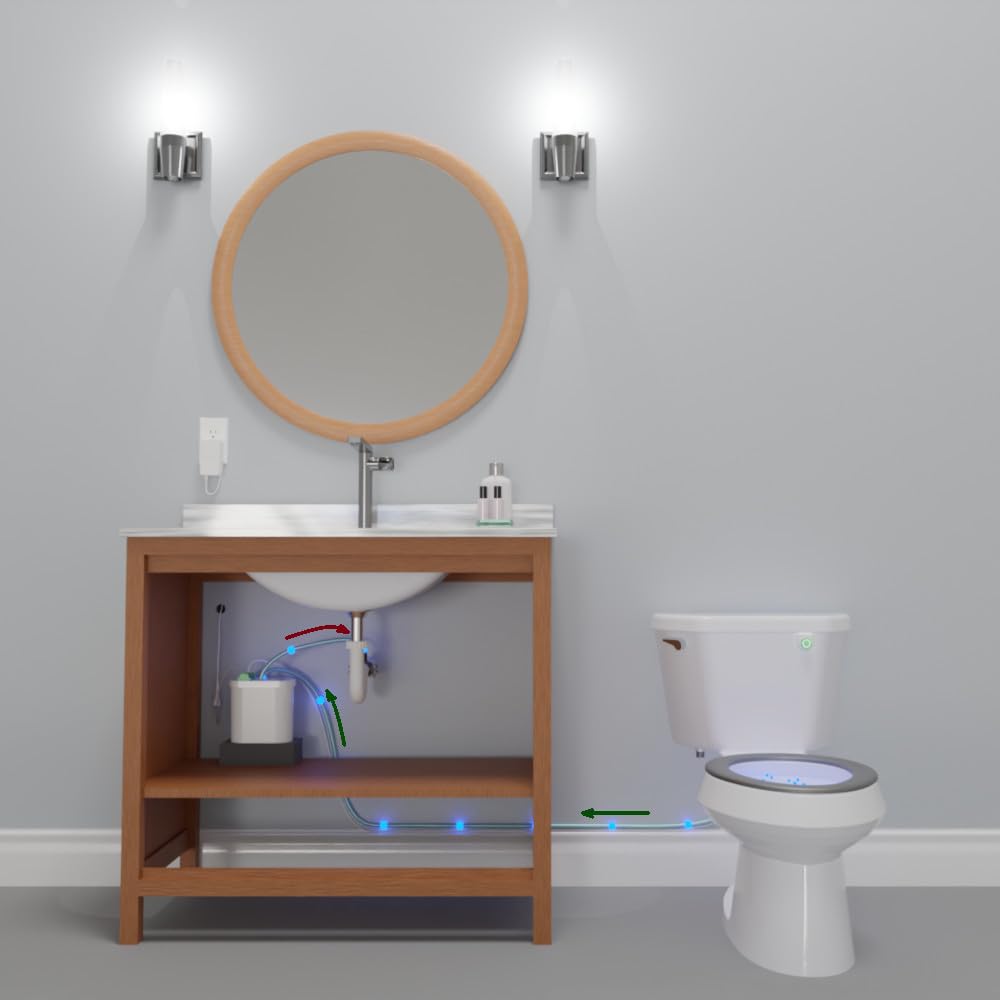 Potty Sniffer Toilet Ventilation System, Odorless Toilet Conversion, FULL OPTIONS KIT for Standard Overflow Pipe Equipped Toilets, Eliminates Embarrassing Toilet Odor Permanently