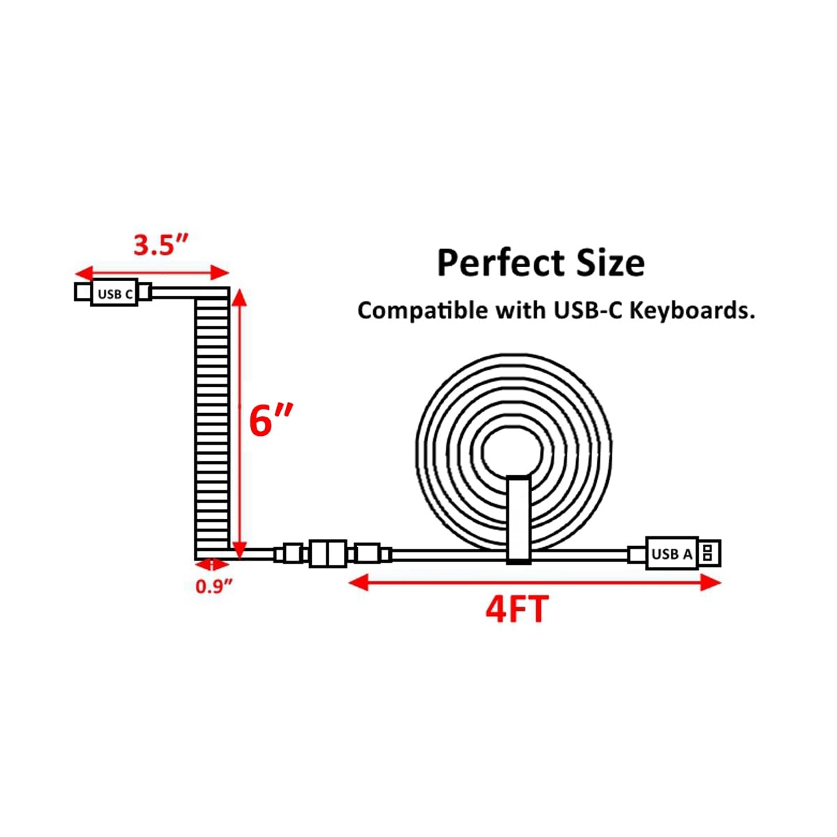KCSJXF 5Pin GX16 1.2m Pro Coiled Keyboard Cable, Double-Sleeved Mechanical Keyboard Cable with Aviator, USB A to USB