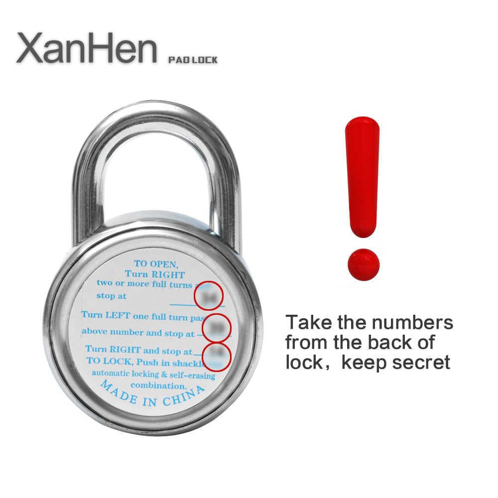 XanHen Combination Padlocks with Metal Body, Indoor Use for Gym Lockers & School Locker, ‌Black, 8-Pack