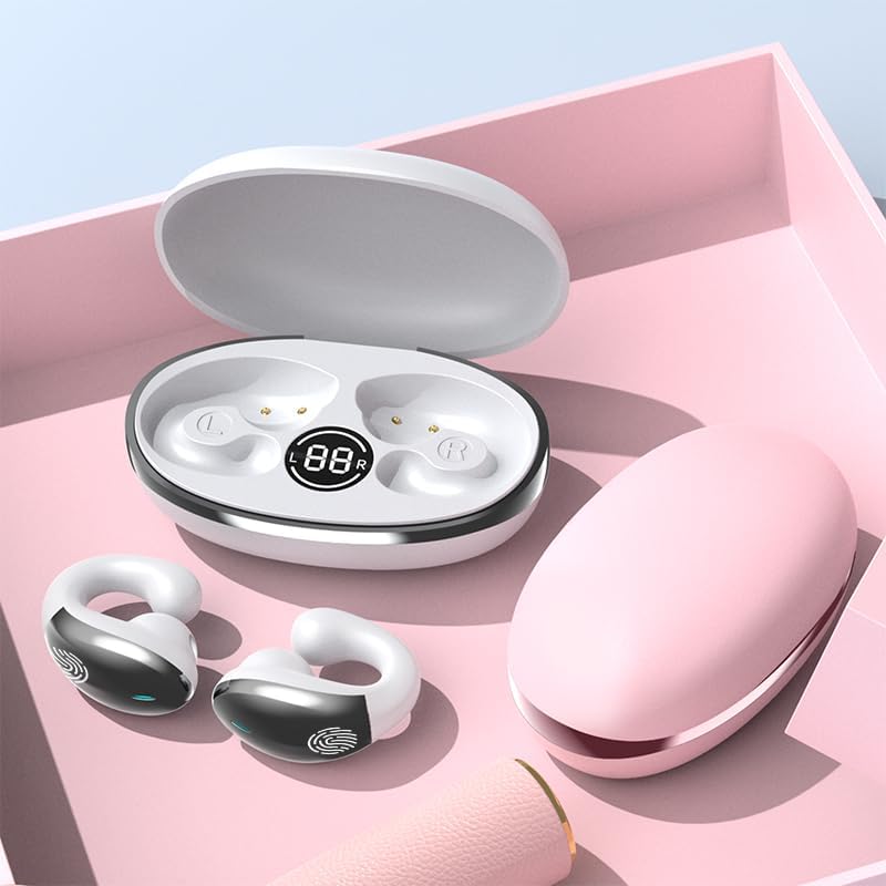 Zroyndh 6.0 Open Ear Headphones, Clip-On Wireless Earbuds, Bluetooth Wireless Earbuds, Ultra-Comfort, Snug Fit, Clear
