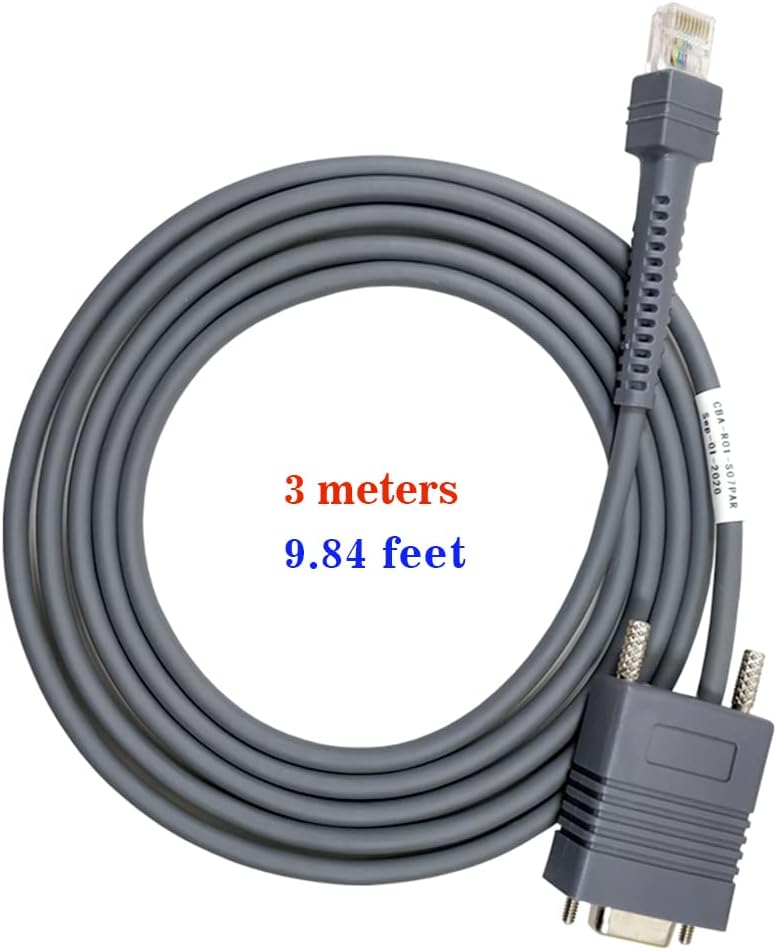 RJ45 RS232 DS3578 DS9808 DS9808 DS6608 DS4208 (3M 9FT RS232 Barcode Scanner Cable to Straight Cable for Symbol Zebra /