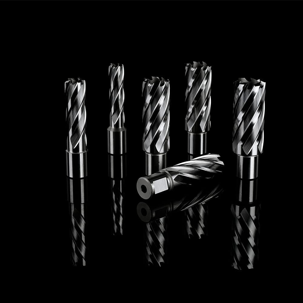 OSCARBIDE Annular Cutter Set 8 Pieces, 3/4" Weldon Shank,2" Cutting Depth,(9/16,11/16,13/16,15/16,1,1-1/16) inch Cutting Diameter,Mag Drill Bits for Magnetic Drill Press with 2pcs Pilot Pins