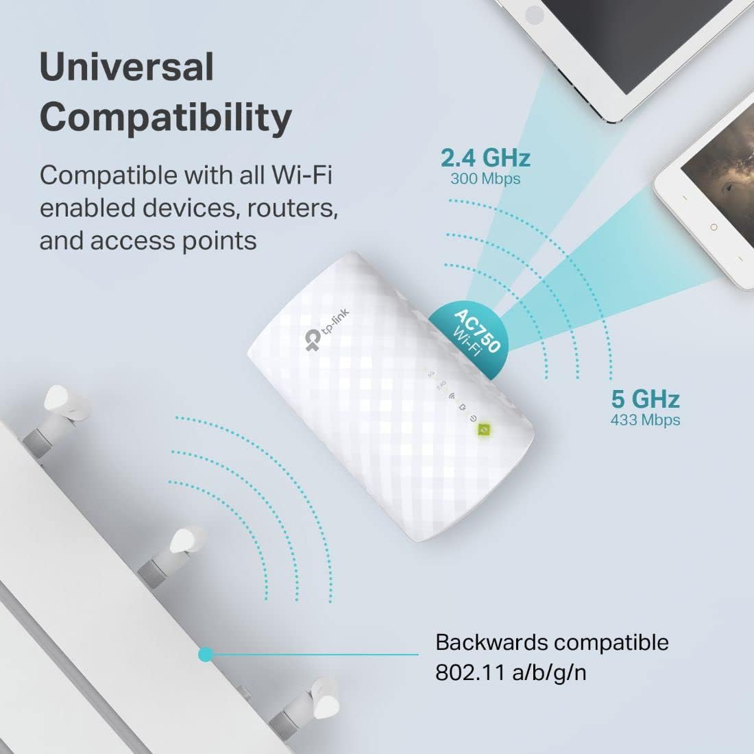 TP-Link 5GHz/2.4GHz, 44% 1200 30 OneMesh(RE220) WiFi Extender with Ethernet Port, Dual Band Up to More Bandwidth Than