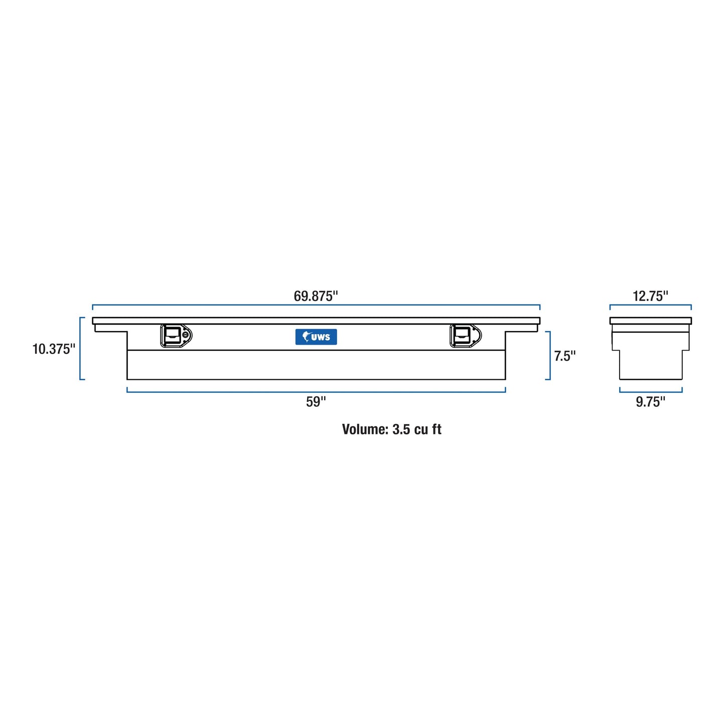 UWS EC10541 69-Inch Heavy-Wall Aluminum Slim Truck Tool Box with Low Profile, RigidCore Lid