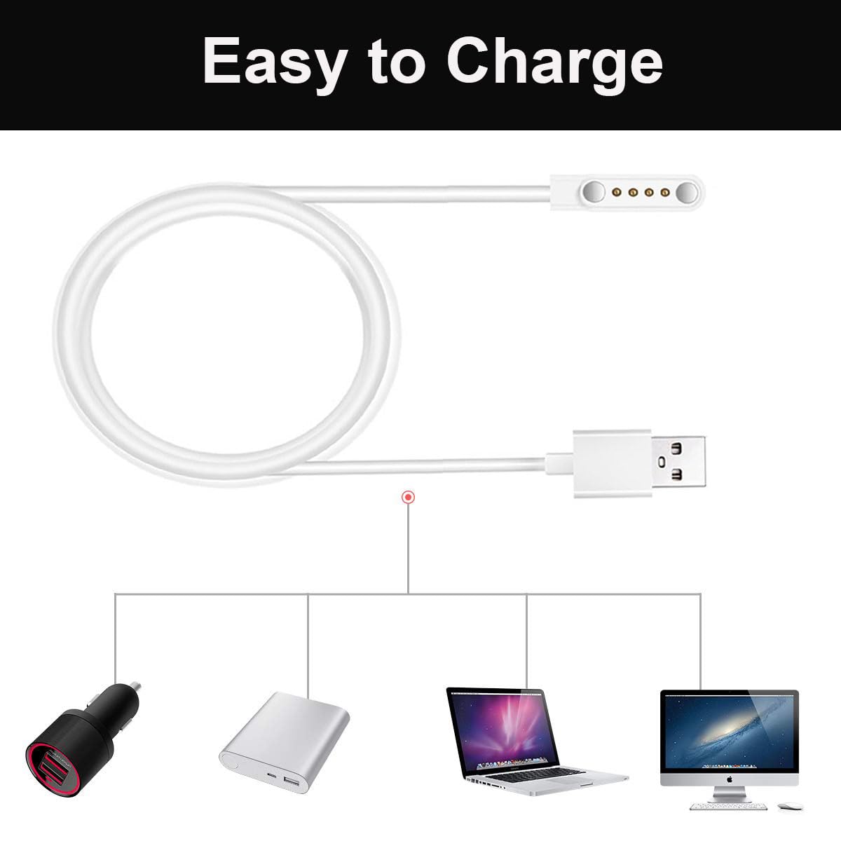 Xininyia 4 [2FT/2PACK] Compatible with PLAUD Note AI Vioce Recorder Charger, Pin Magnetic USB Charger Charging Cable