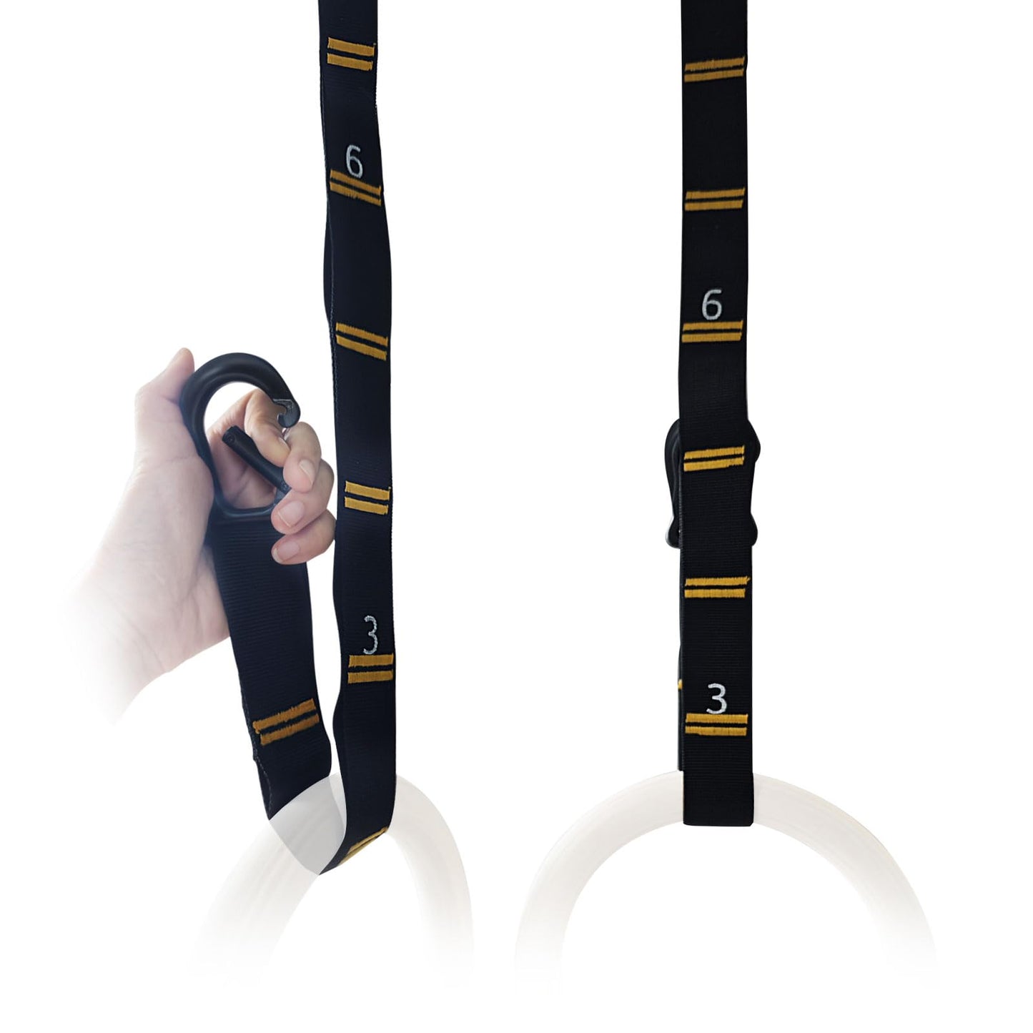 Powerfeng Adjustable Numbered Straps for Gymnastic Rings & Pull Up Handles, 8.2FT Long Each, 1000LBS Weight Capacity, Home Gym DIY Pull Down System Accessories(Only Straps No Rings)