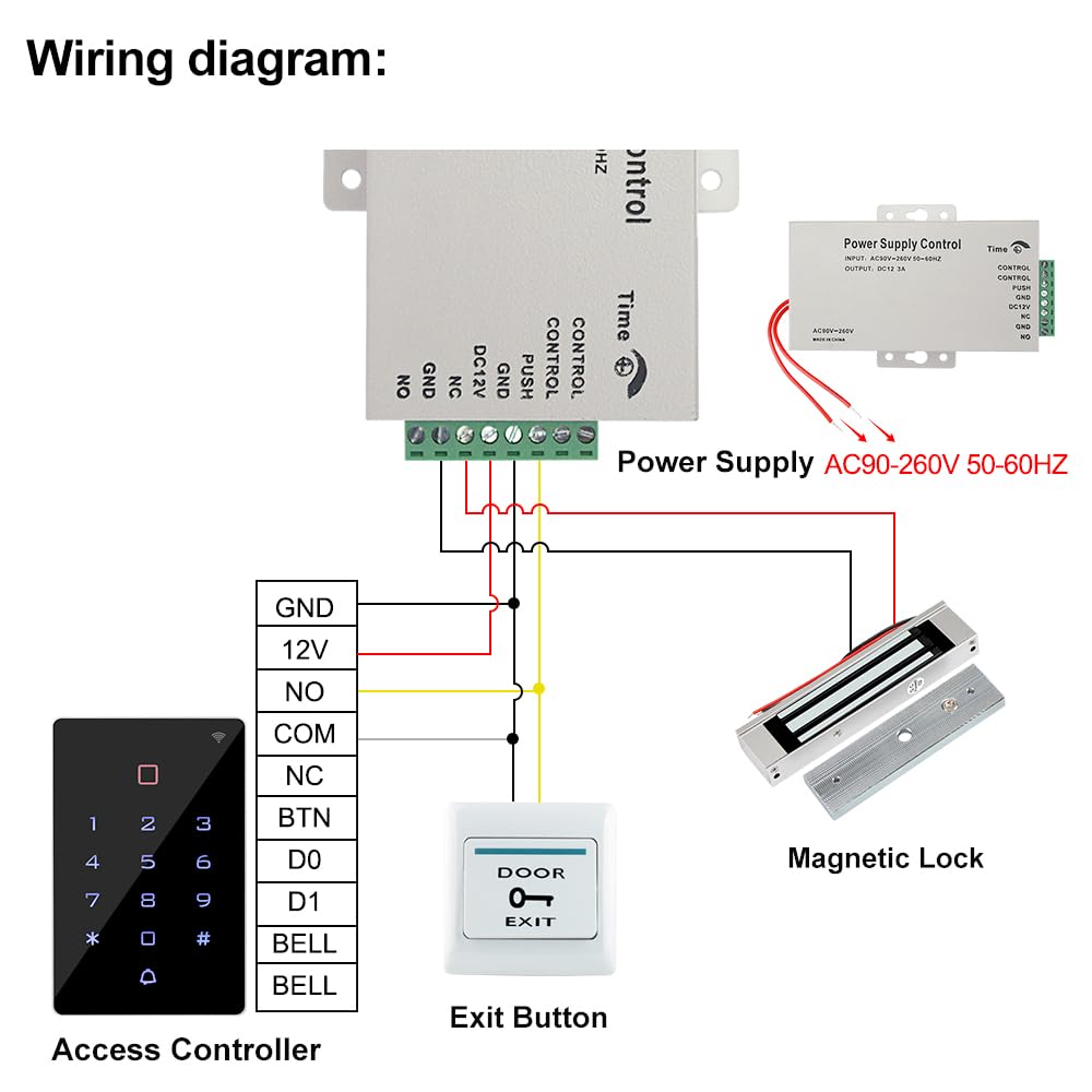 This WiFi-Enabled Graffiti Access Control System Features a Complete Waterproof RFID keypad, a 180kg/350lb electromagnetic Lock, a DC12V/3A Power Supply, an exit Button, and 10 125kHz Key Tags.