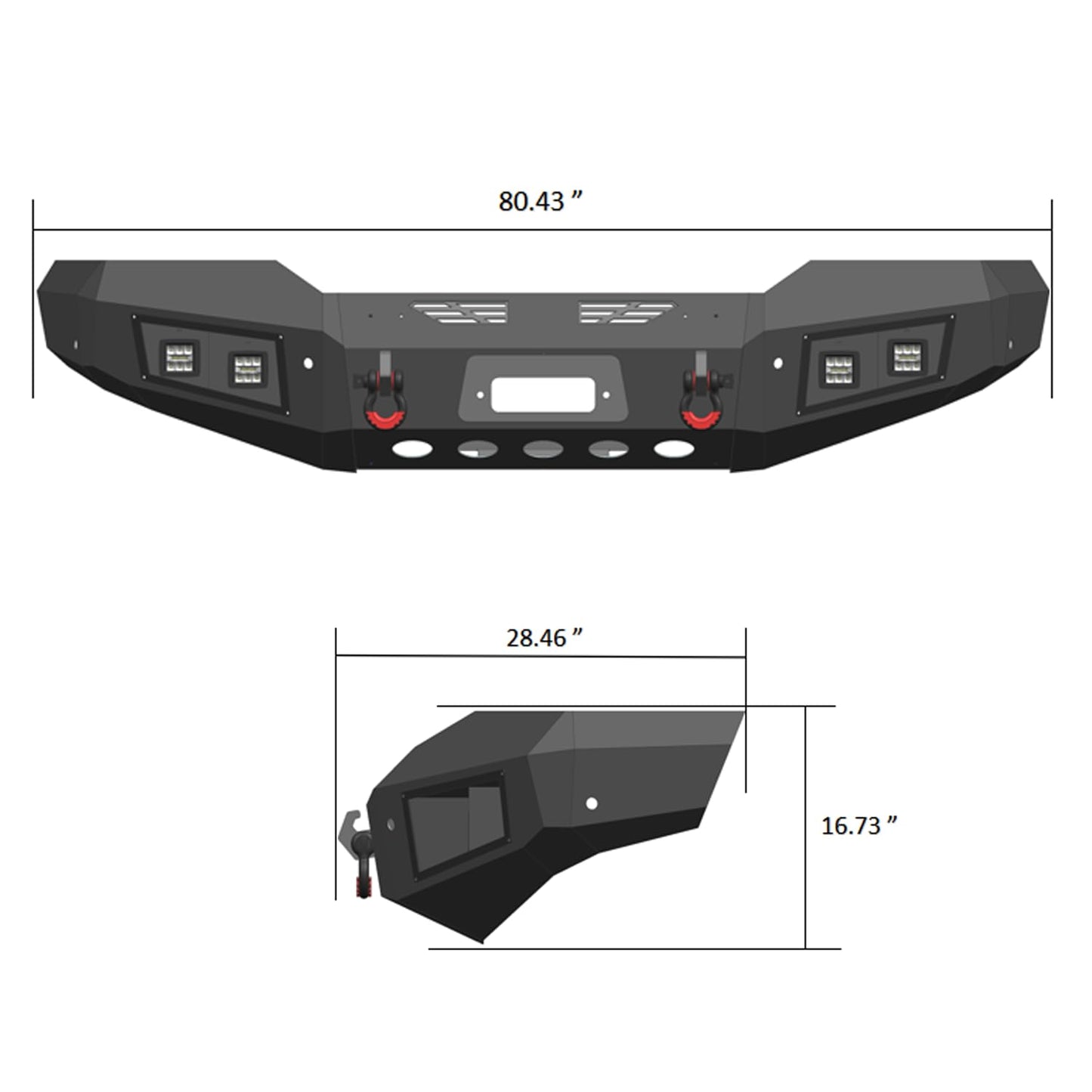 LUYWTE Steel Front Bumper With Winch Plate&Lights For 2003-2006 GMC Sierra 1500(Black Texture)