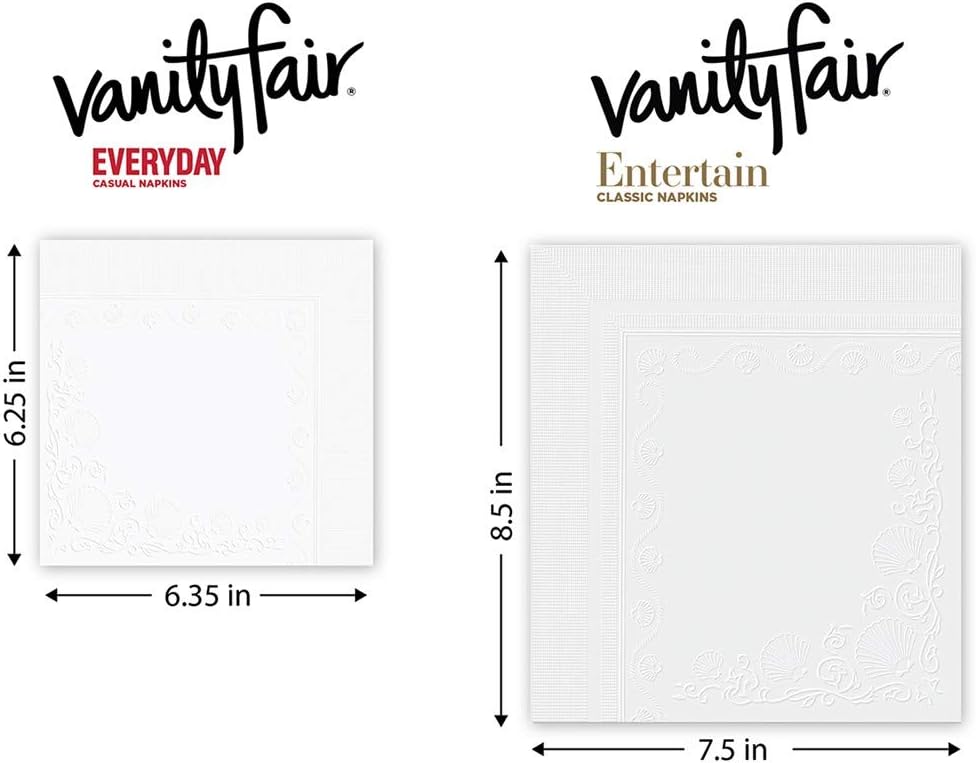 Vanity Fair Everyday Napkins - 1080 Count White Paper Napkins | Convenient Pack of 12