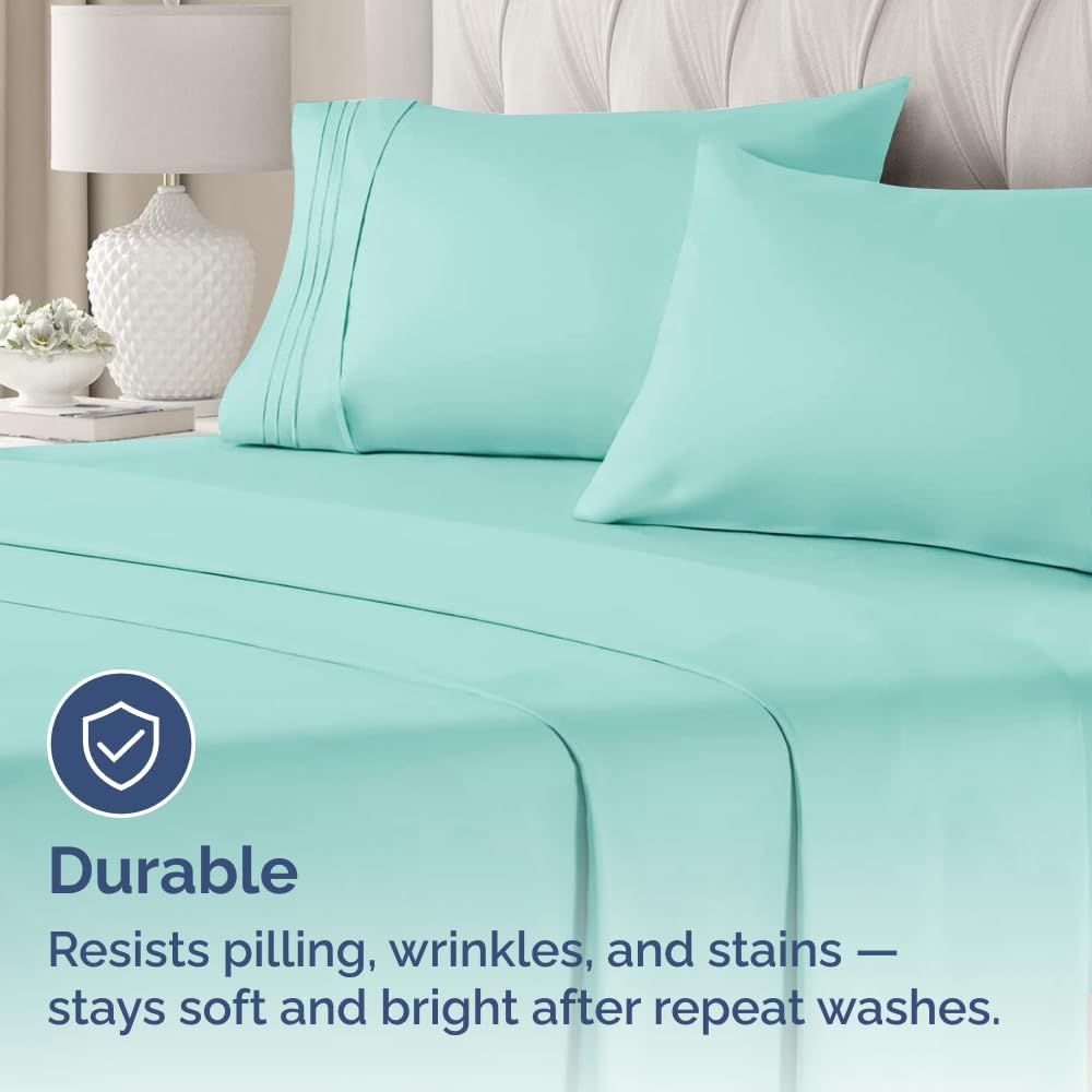 Skiennix Standard Pillow Cases Set of 4 - Ultra Soft Hotel Quality Covers - Machine Washable Spa Blue