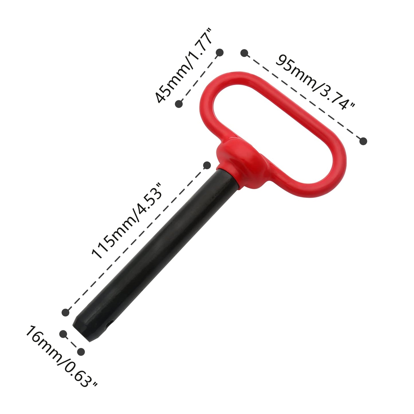 Bonsicoky Tractor Towing Hitch Pin and Clip, 5/8 x 4 Inch Trailer Gate Pin for Towing Tractor, RV, Truck, Boat, Car - Red Handle