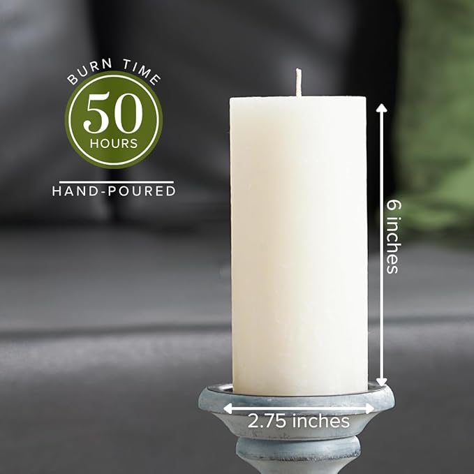 Simply Soson 3x6 inch White Rustic Gardenia Pillar Scented Candle - 3 Pack - for Home Decor, Aromatherapy, Weddings, Restaurants, Spa, Church