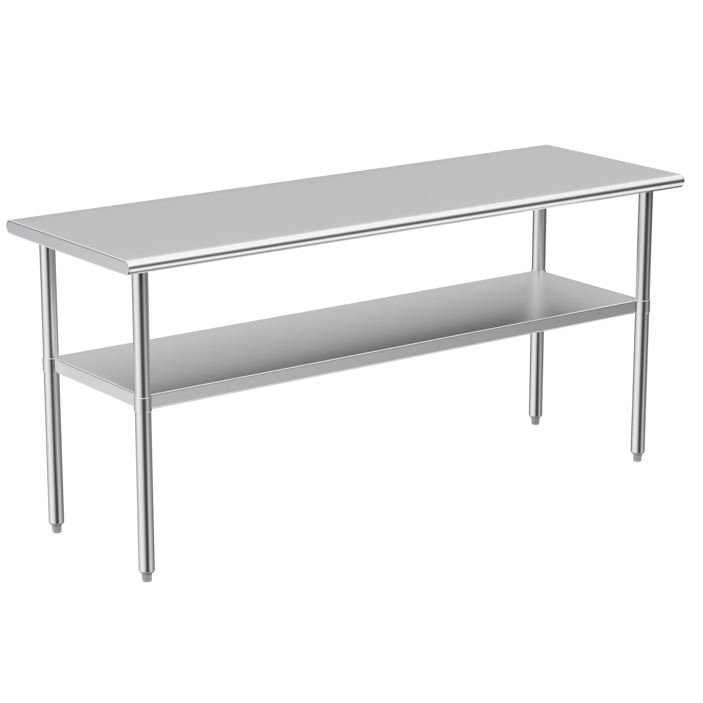 Stainless Steel Table for Prep & Work, 24x70 Inches, Metal Commercial Heavy Duty Table with Adjustable Under Shelf for Restaurant, Home and Hotel