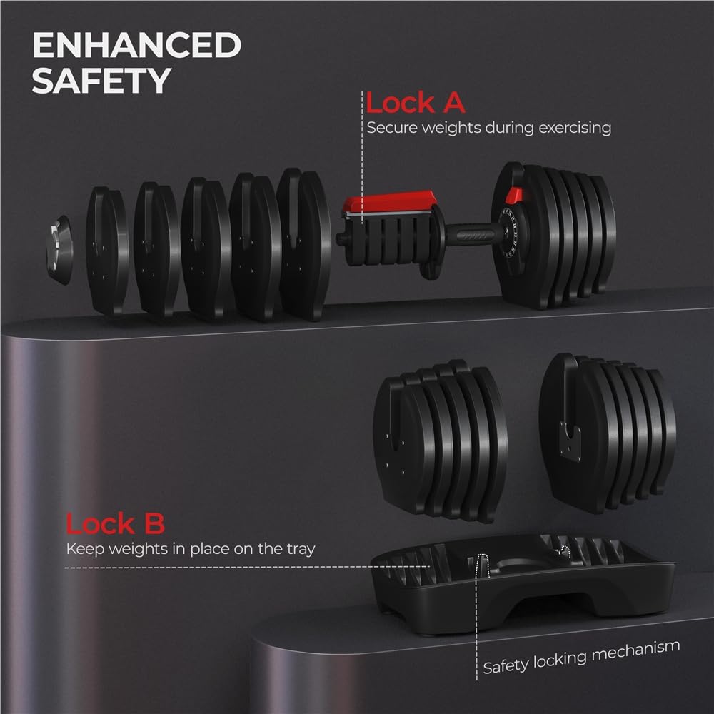 Yaheetech Adjustable Dumbbells Set 28LB Adjustable Weight Pair Fast Adjust Dumbbells 2PCS