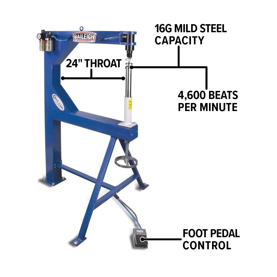 Baileigh 24-Inch Pneumatic Planishing Hammer, 16-Gauge Mild Steel (PH-24A)