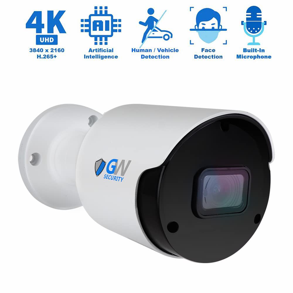 GW 4K Outdoor/Indoor Face Recognition/Human/Vehicle Detection Security Camera System, 64 Channel 12MP PoE NVR, 32 x 4K 8mp UltraHD Smart AI IP Microphone Bullet Camera, 24-7 Video & Audio Recording