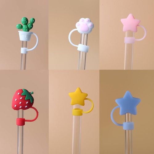 Horsdo 6pcs Straw Cover Cap for Owala Kids Cup, Dust-Proof Drinking Silicone Straws Reusable Straws Tips Lids,12mm 0.47in Lid Accessories (6pcs)