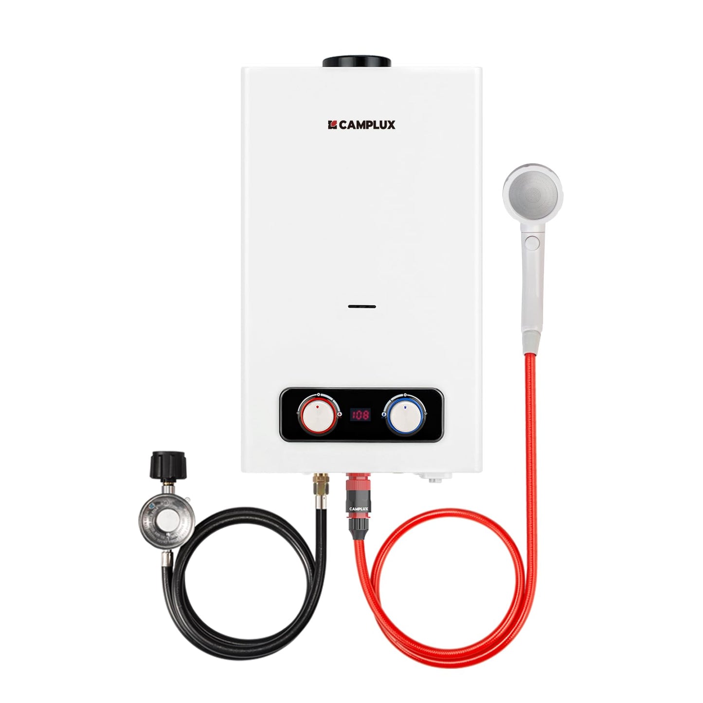 CAMPLUX 2.64 GPM Tankless Propane Water Heater, Portable Water Heater Outdoor with Overheating Protection, for Camping, Cabins, Barns, Easy Installation, 68,000 BTU, BD264