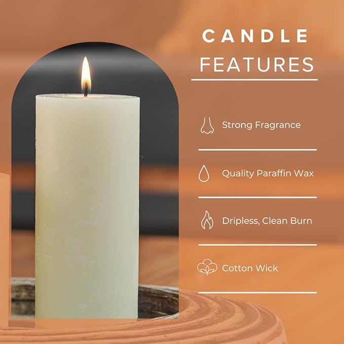 Simply Soson 3x6 in. Ivory Scented Candles Set of 3 - Eucalyptus Sage, Citrus, Rustic Lavander - Home Aromatherapy Decor