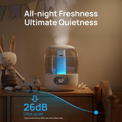 DREO Ultrasonic Humidifier - 3L Top Fill, 30H Quiet Runtime & Humidity Sensor | Ideal for Bedrooms & Nurseries