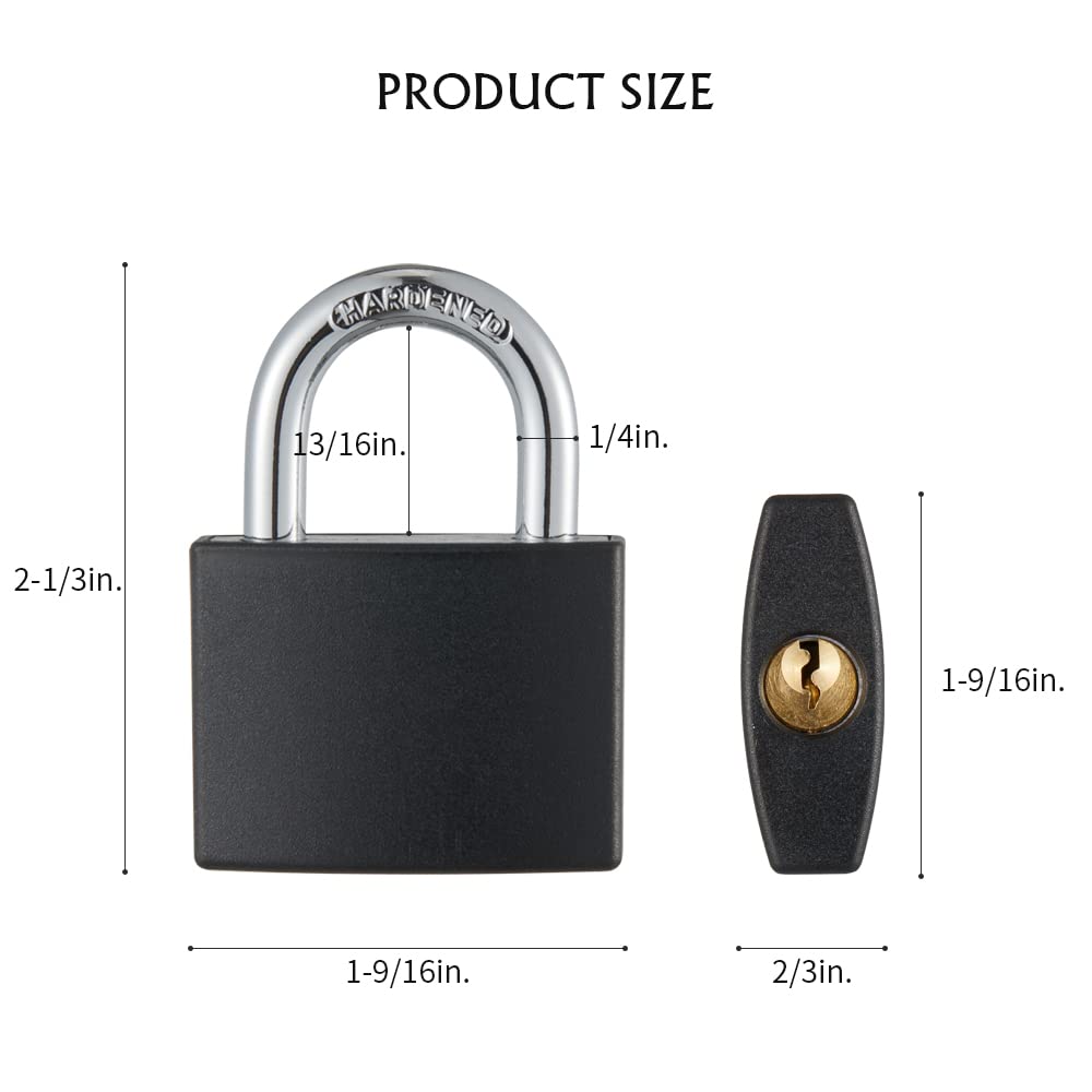 CINCINNO Covered Aluminum Padlock with Key, 8 Pack 1-9/16" Padlocks with Same Key，Key Lock for Outdoors