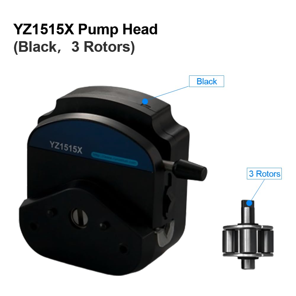 Peristaltic Pump Head YZ1515X YZ2515X with 3/6 Rollers 1700ml/min Laboratory Industry Peristaltic Pump for LiqidFilling Machine (YZ1515X Head-Black 3 Rotors)