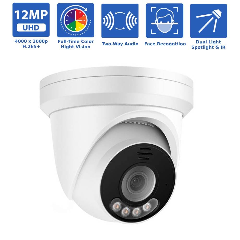 GW Security 32 Channel NVR UltraHD 12MP 4K @30FPS Face/Human/Vehicle Detection PoE Security Camera System with 16 x 12MP (4512x2512) IP Microphone Outdoor & Indoor AI Dome Cameras, Color Night Vision