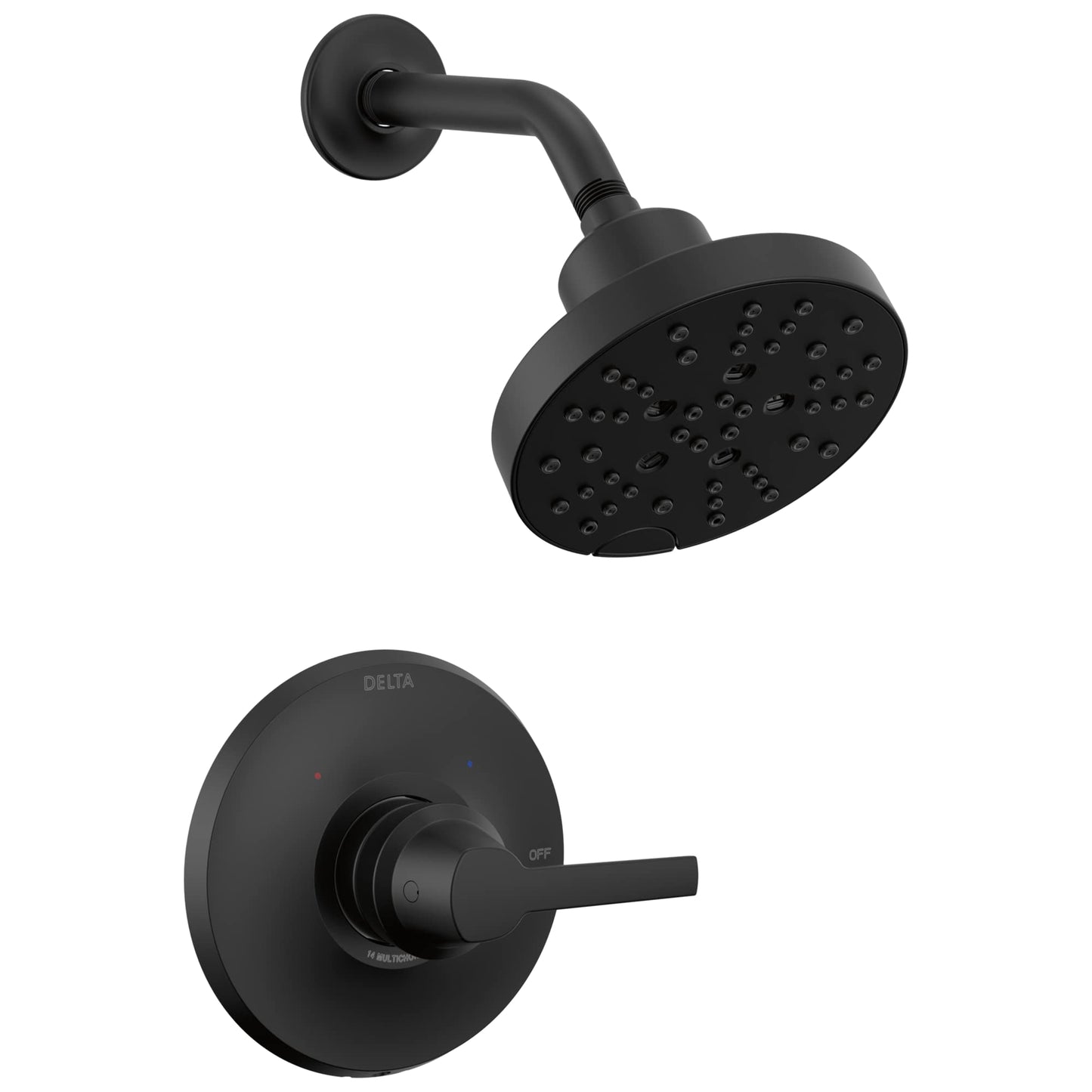 Delta Faucet Galeon Single Handle Matte Black Shower Faucet with H2Okinetic Shower Head, Black Shower Faucet Set, Matte Black Shower Trim Kit, Matte Black T14272-BL (Valve Not Included)